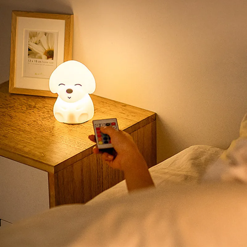 Silicone Night Lamp Cartoon USB Charging Timing Night Light Cute Puppy Led Remote Control Pat a Color-Changing Lamp
Silicone Night Lamp Cartoon USB Charging Timing Night Light Cute Puppy Led Remote Control Pat a Color-Changing Lamp
