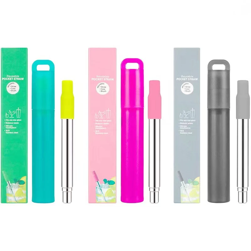 Telescopic Reusable Drinking Straws Stainless Steel Metal Straws Food-Grade Folding Straws Keychain Set with Case Cleaning Brush
Telescopic Reusable Drinking Straws Stainless Steel Metal Straws Food-Grade Folding Straws Keychain Set with Case Cleaning Brush