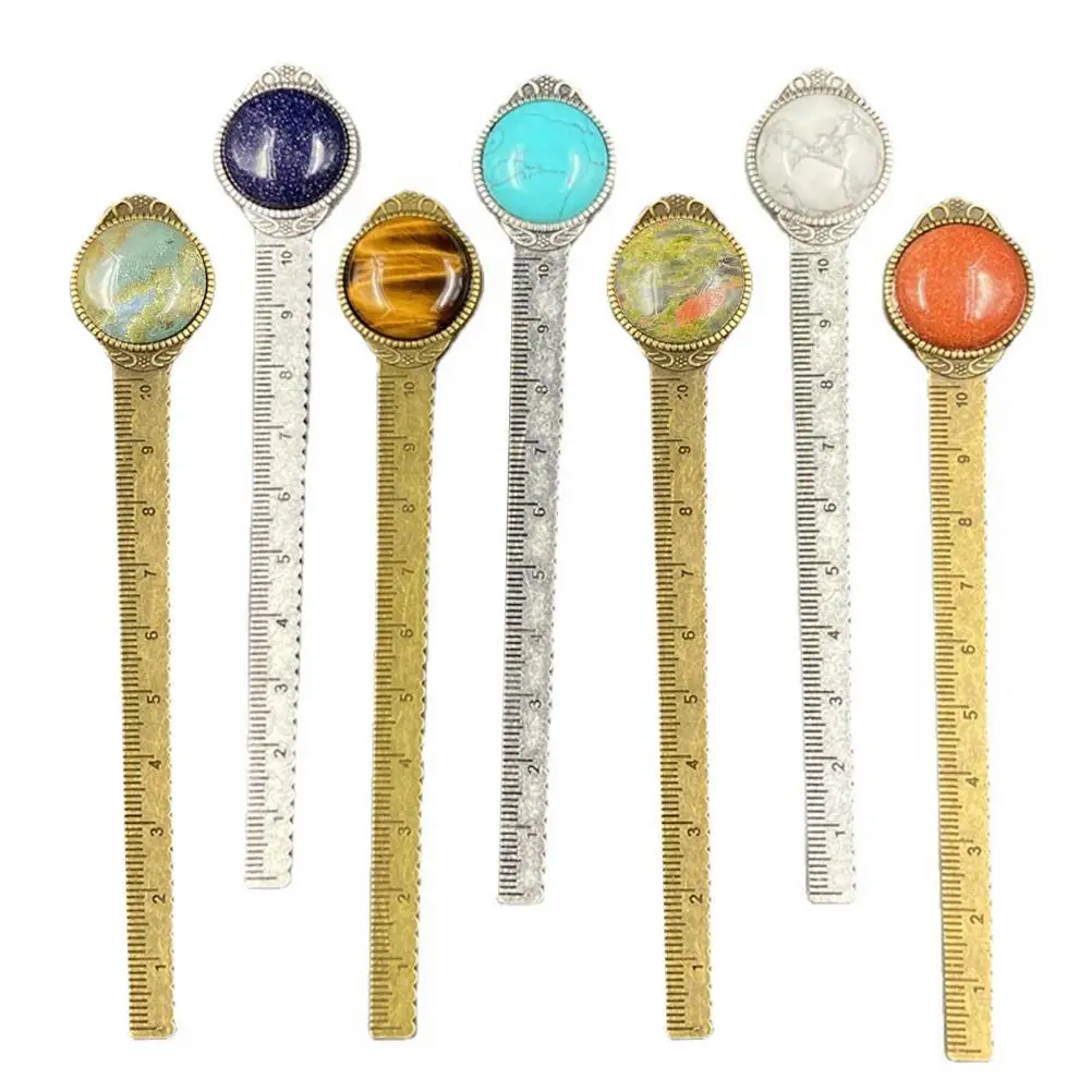 Student Ruler Antique Brass Bookmark Tiger Eyes Inlaid Faux Gems Ruler Bookmark for Book Marking
Student Ruler Antique Brass Bookmark Tiger Eyes Inlaid Faux Gems Ruler Bookmark for Book Marking