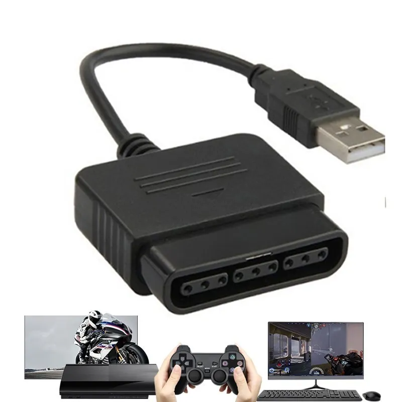 

USB Convert Adapters Cable For Sony Playstation 2 Gamepad to For PS3/PC Console Converter Video Game Accessory