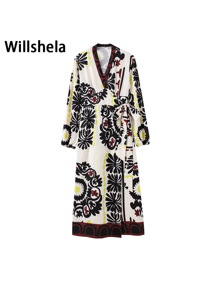 Willshela женское модное платье миди с узлом и принтом винтажные женские платья с v-образным вырезом и длинными рукавами
Willshela женское модное платье миди с узлом и принтом винтажные женские платья с v-образным вырезом и длинными рукавами