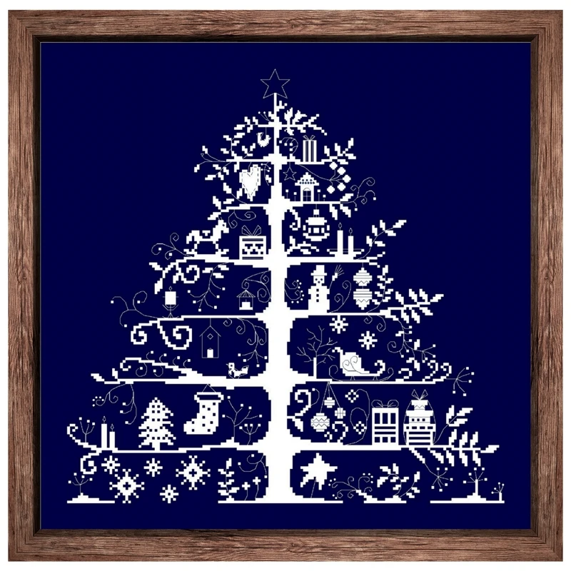 

Набор для вышивки крестиком в виде рождественской елки, простой дизайн, 14ct 11ct, темно-синяя ткань, хлопчатобумажная нить, вышивка «сделай сам...