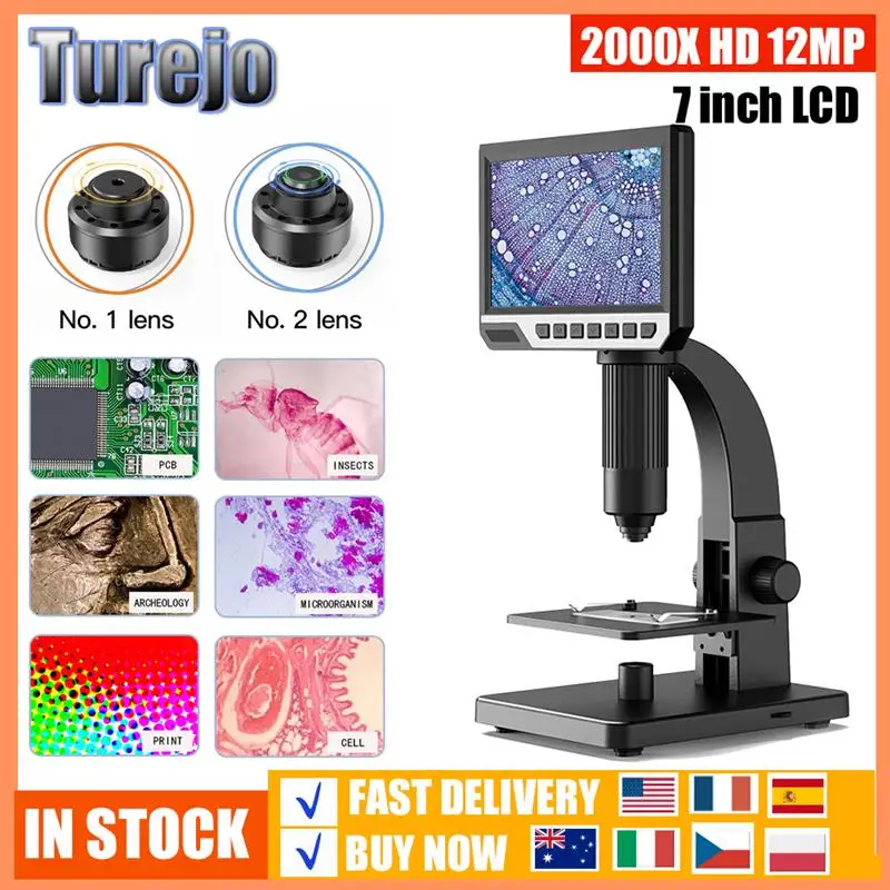 7 Inch LCD Digital Microscope Dual Lens 2000X HD 12MP Cell Microscope For Science Observing Welding Circuit Board Maintenance
7 Inch LCD Digital Microscope Dual Lens 2000X HD 12MP Cell Microscope For Science Observing Welding Circuit Board Maintenance