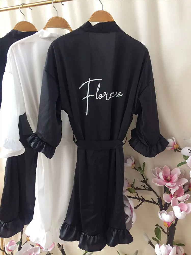 Personalized Signature Ruffled Robes Black Wedding Dressing Gown Customized Ruffled Silk Pajama Team Bride Shower Set 2023 Women
Personalized Signature Ruffled Robes Black Wedding Dressing Gown Customized Ruffled Silk Pajama Team Bride Shower Set 2023 Women