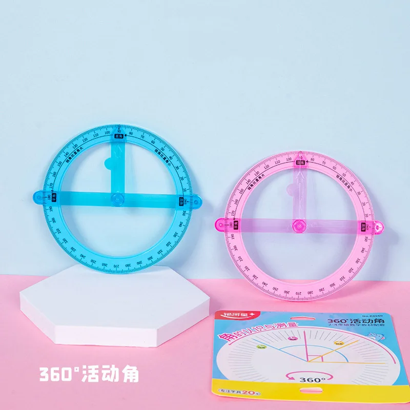 

1Set Creative Multifunctional Activity Ruler 360 Degree Active Protractor Student Square Teacher Teaching Aids Office Supplies