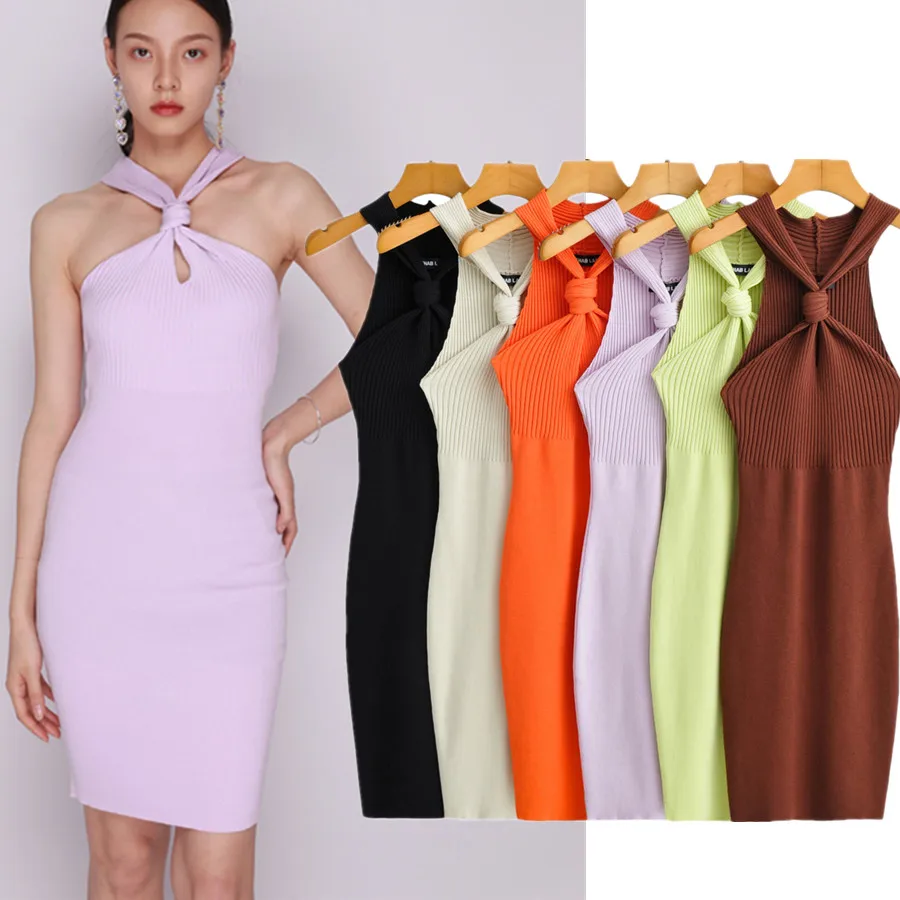 Dave&Di England Style Fashion Blogger Design Personality Vintage Sexy Bow Halter Colorful Sheath Knitted Dress Women 
Dave&Di England Style Fashion Blogger Design Personality Vintage Sexy Bow Halter Colorful Sheath Knitted Dress Women