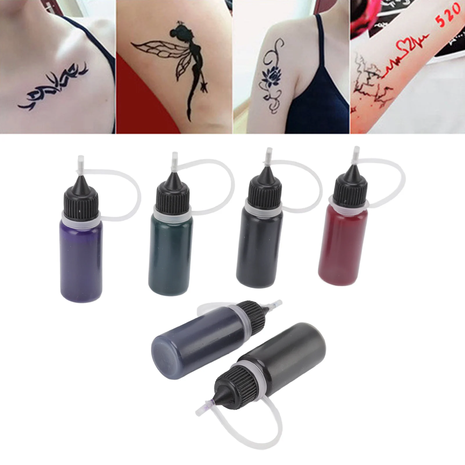 

6 Colors Temporary Tattoo Ink Kit Long Lasting Semi Permanent Tattoo Ink for Body Painting Tattoo Accessories