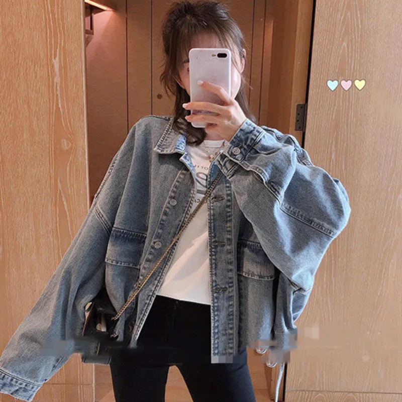 Куртка женская джинсовая в стиле Харадзюку, повседневная короткая модная уличная одежда из денима в Корейском стиле, с большими карманами, ... 
Куртка женская джинсовая в стиле Харадзюку, повседневная короткая модная уличная одежда из денима в Корейском стиле, с большими карманами, ...