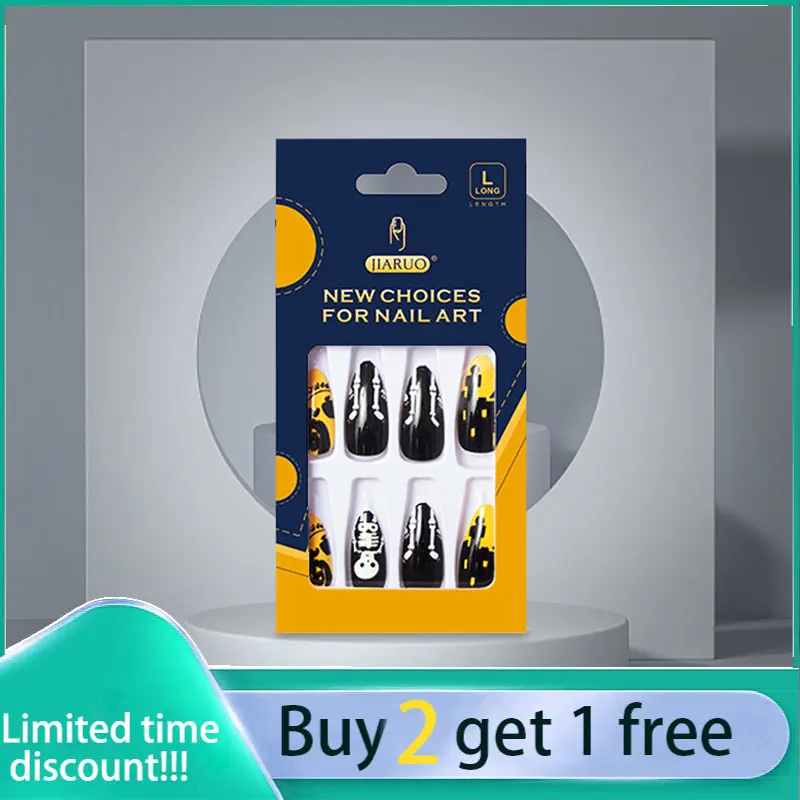 JIARUO 24 шт./коробка накладные ногти с длинным прессом в форме капли Y2k желто-черная паста в виде черепа на Хэллоуин дизайн ногтей полное покрыт...
JIARUO 24 шт./коробка накладные ногти с длинным прессом в форме капли Y2k желто-черная паста в виде черепа на Хэллоуин дизайн ногтей полное покрыт...