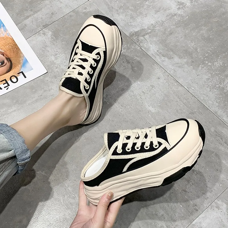 Women's Slippers 2022 Autumn Fashion Baotou Half Slippers Women New Style Lace-Up Casual Canvas Slippers Women
Women's Slippers 2022 Autumn Fashion Baotou Half Slippers Women New Style Lace-Up Casual Canvas Slippers Women