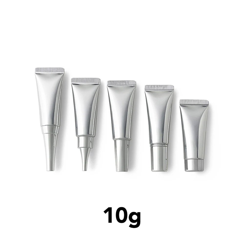 

10g Silver Plastic Cosmetics Squeeze Bottle 10ml Refillable Container Essence Eye Cream Makeup Package Empty Soft Tube