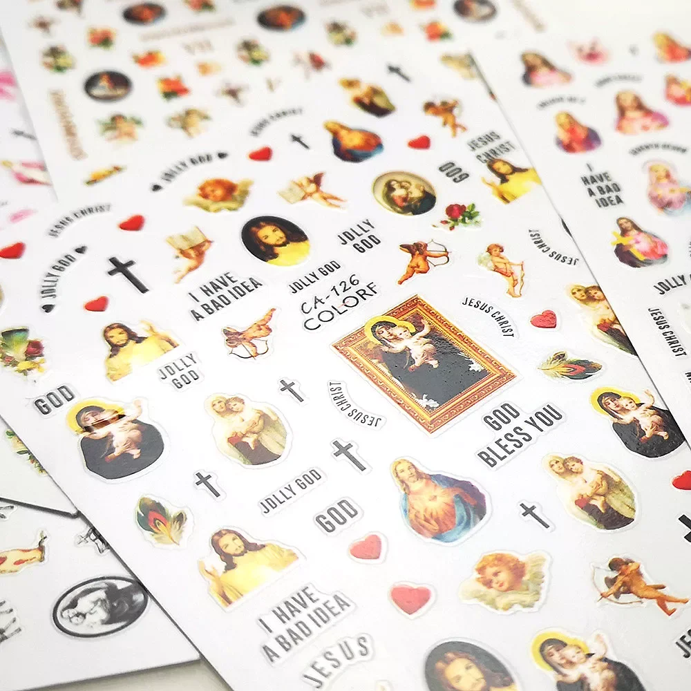 Virgin Mary Christ 3D Nail Angel Cupid Sticker Colorful Religious Series Self Adhesive Sticker Decoration
Virgin Mary Christ 3D Nail Angel Cupid Sticker Colorful Religious Series Self Adhesive Sticker Decoration
