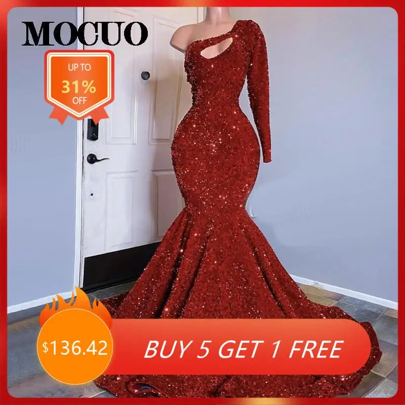 Long Prom Dress Sparkly Glitter Sequin Sexy Top African Girl Mermaid One Shoulder Red 2022 New Arrival
Long Prom Dress Sparkly Glitter Sequin Sexy Top African Girl Mermaid One Shoulder Red 2022 New Arrival