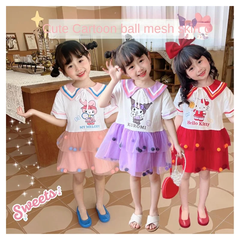Anime Kawaii Sanrios Cartoon Girls' Mesh Princess Dress Cute Kuromi Hellokittys My Melody Summer Short Sleeved Dress Kids Gift
Anime Kawaii Sanrios Cartoon Girls' Mesh Princess Dress Cute Kuromi Hellokittys My Melody Summer Short Sleeved Dress Kids Gift