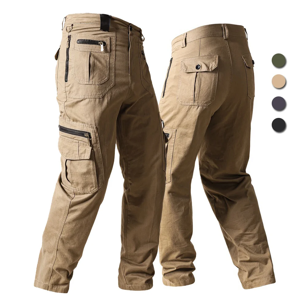

Cotton Tactical Cargo Pants Men Outdoor Multi Pockets Military Pants Casual Loose Straight Trousers Mountaineering Hiking Jogger