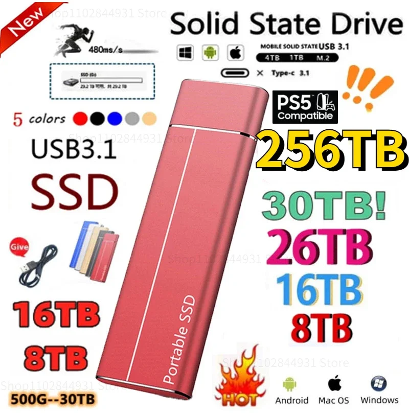 128TB Mini Portable SSD 2TB M.2 External Mobile Solid State Drive High Speed USB3.1 Laptop Hard Drive Original For phone/pc/ps5
128TB Mini Portable SSD 2TB M.2 External Mobile Solid State Drive High Speed USB3.1 Laptop Hard Drive Original For phone/pc/ps5