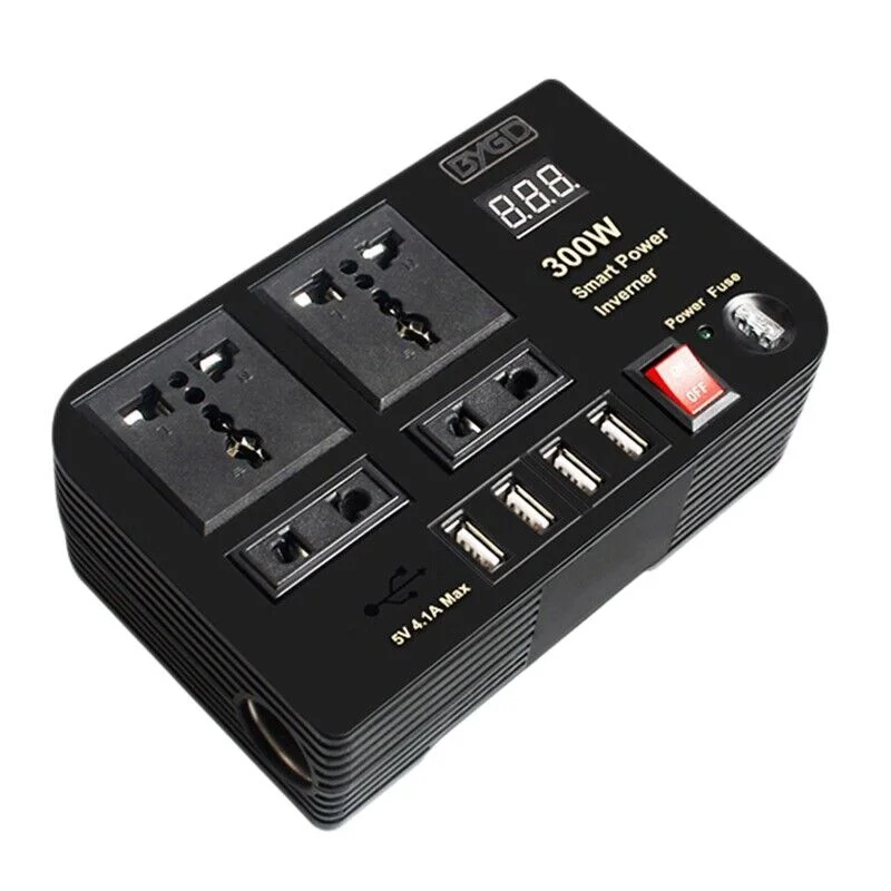 300W Car Inverter DC 12V to AC 220V Converter Outlets 4 USB Fast Charging Universal Socket Power Adapter Inverter
300W Car Inverter DC 12V to AC 220V Converter Outlets 4 USB Fast Charging Universal Socket Power Adapter Inverter