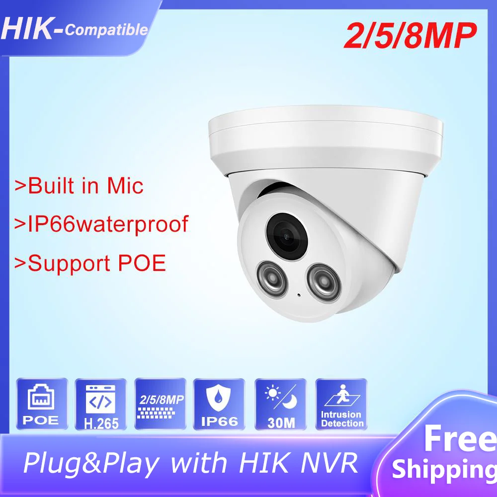 

HIK Compatible 4K 8MP Dome POE IP Camera Home Security CCTV Camera Ultra 5MP HD IR 30m H.265 P2P Plug&play Security IPC