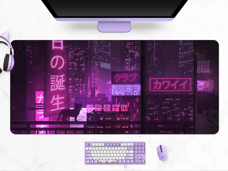 Neon Tokyo City Desk Mat, Purple Gaming Mousepad xxl, Japanese street Deskmat Anime, lofi Extra large extended keyboard mouse pa
Neon Tokyo City Desk Mat, Purple Gaming Mousepad xxl, Japanese street Deskmat Anime, lofi Extra large extended keyboard mouse pa