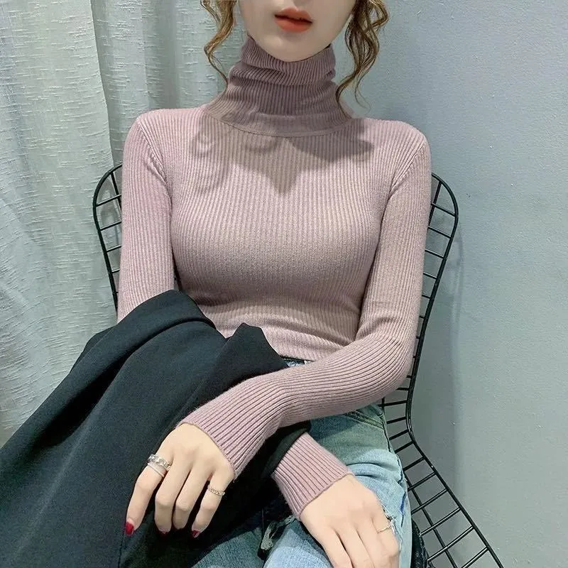 Women Autumn Winter Knit Sweater Lady Solid Color High Collar Fashion High Elasticity Long-sleeved Pullover Sweaters Casual Wear
Women Autumn Winter Knit Sweater Lady Solid Color High Collar Fashion High Elasticity Long-sleeved Pullover Sweaters Casual Wear