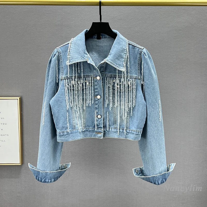 Tassel Denim Jacket Women's Short Coats 2022 New Spring and Autumn Exquisite Rhinestone Chaqueta Vaquera Mujer
Tassel Denim Jacket Women's Short Coats 2022 New Spring and Autumn Exquisite Rhinestone Chaqueta Vaquera Mujer