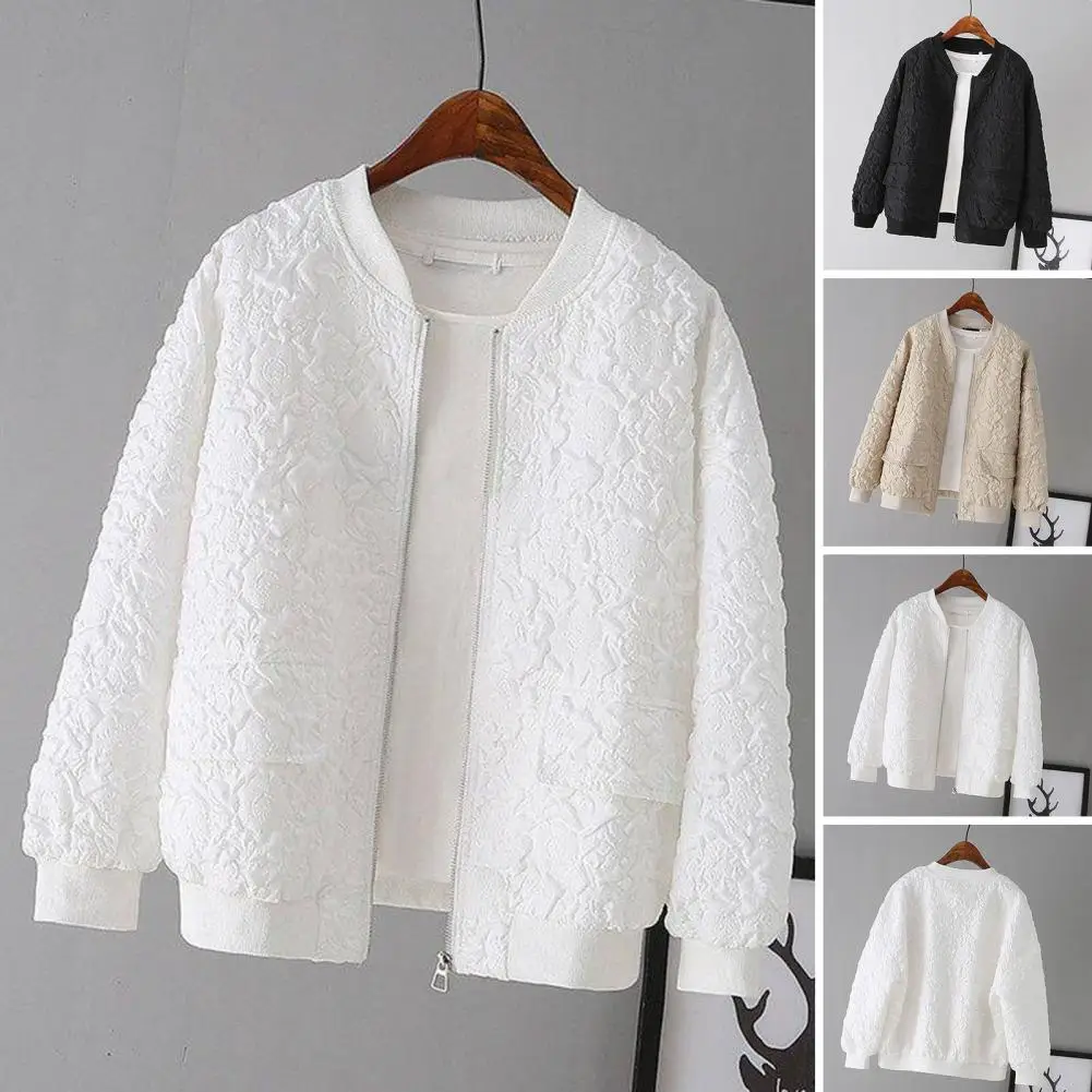 Women Jacket Elegant Jacquard Design Ladies Short Baseball Jacket Spring Top with Zipper Female Cardigan Solid Color Ladies
Women Jacket Elegant Jacquard Design Ladies Short Baseball Jacket Spring Top with Zipper Female Cardigan Solid Color Ladies