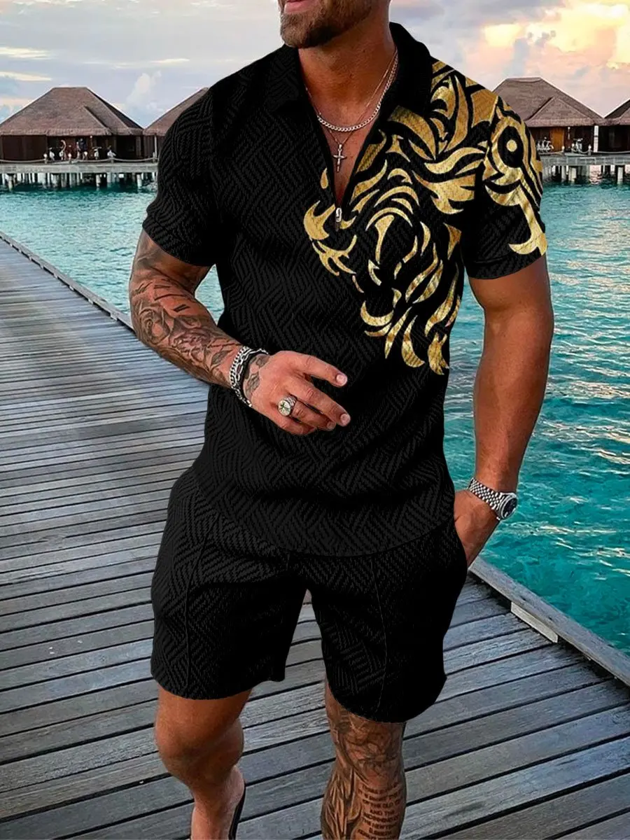 Men's Tracksuit Casual Short Sleeve Zipper Lapel Polo Shirt and Shorts Set for Men Streetwear 2-piece Jogging Suit 2022 Summer
Men's Tracksuit Casual Short Sleeve Zipper Lapel Polo Shirt and Shorts Set for Men Streetwear 2-piece Jogging Suit 2022 Summer
