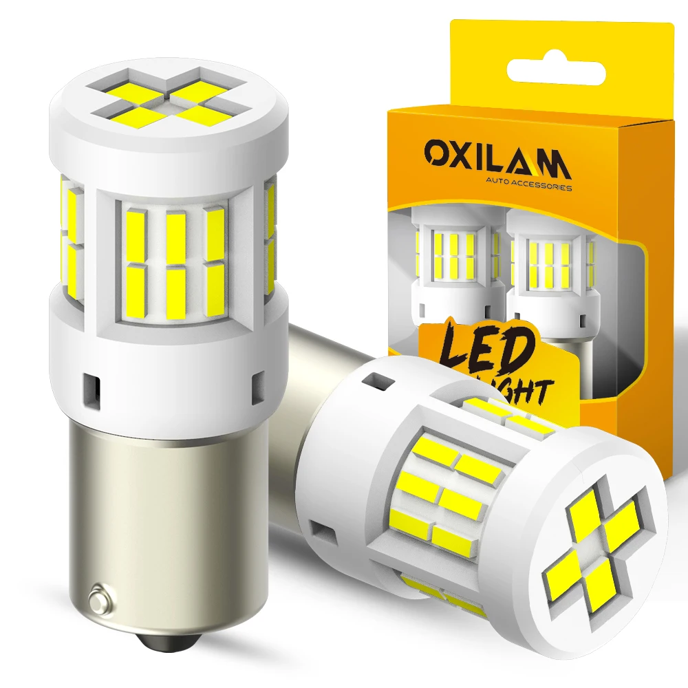 

OXILAM 2pcs P21W BA15S LED Bulb 1156 BAY15D 1157 P21/5W Canbus Error Free Car Lights 6000K White Super Bright Reverse Lamp DRL