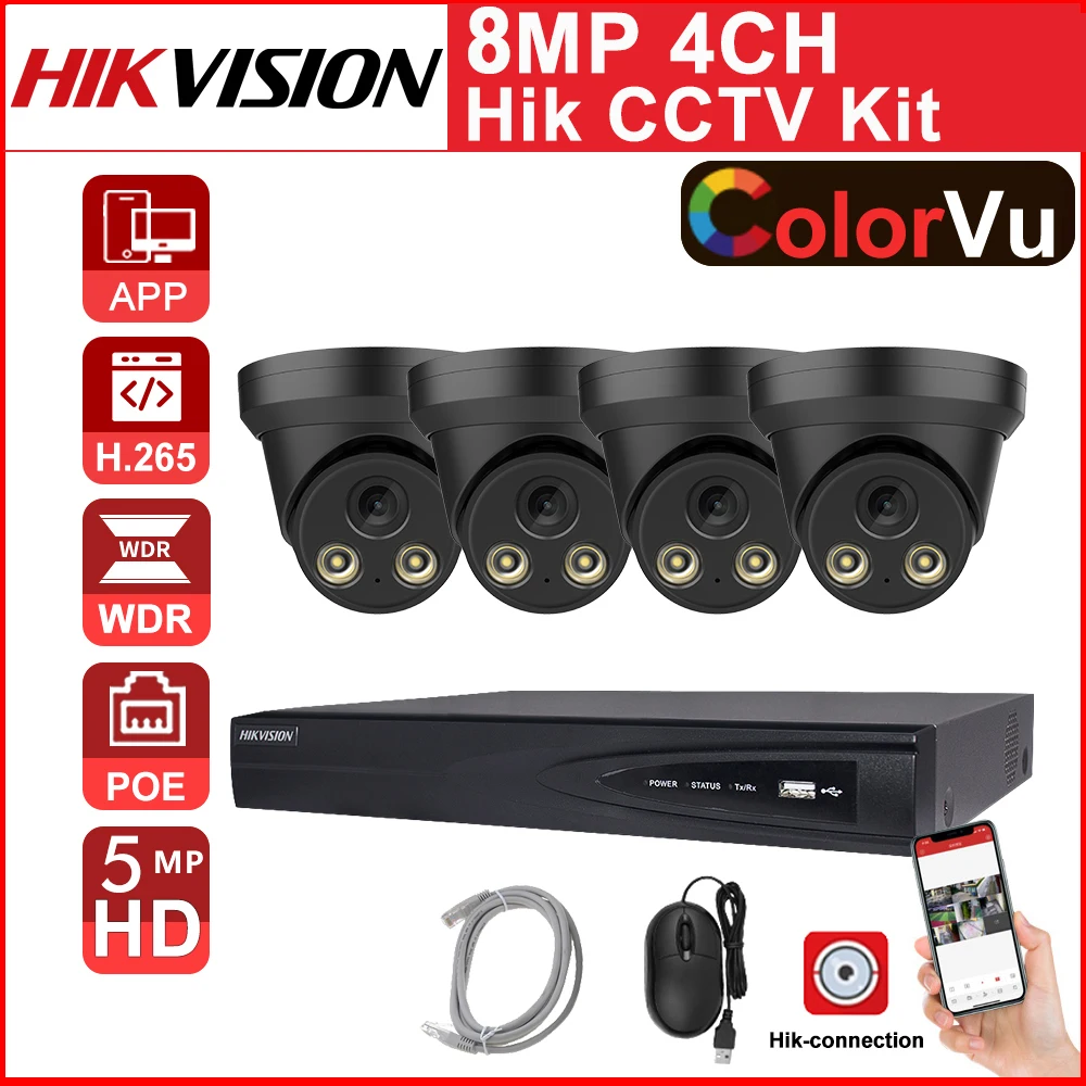Система видеонаблюдения Hikvision, 4-канальная купольная IP-камера с датчиком движения, 8 Мп, 4K
Система видеонаблюдения Hikvision, 4-канальная купольная IP-камера с датчиком движения, 8 Мп, 4K