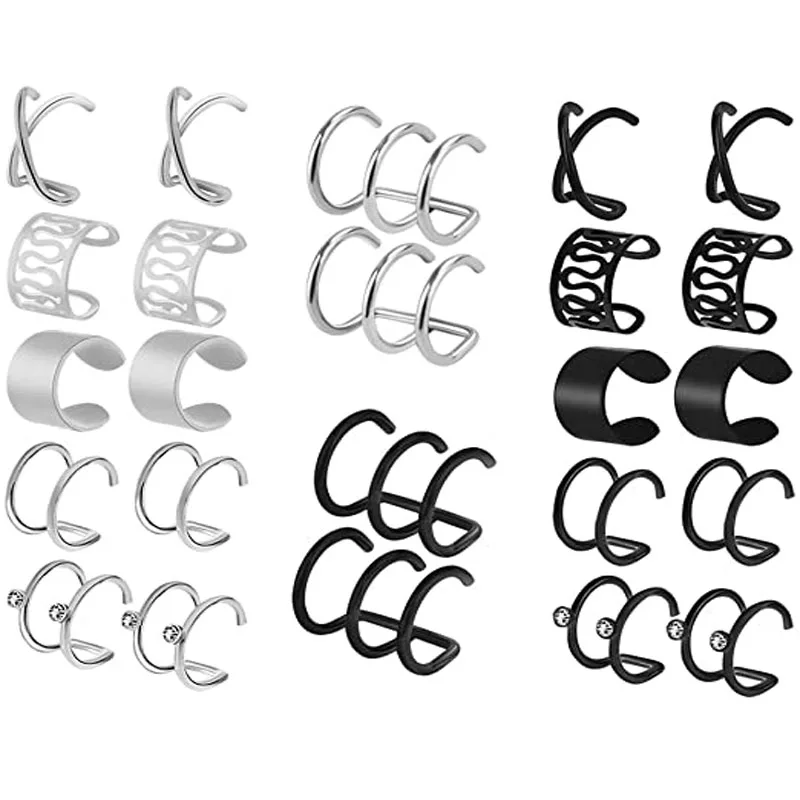 12 pairs of earrings set spiral cartilage clip stainless steel without perforation adjustable 6 styles suitable for girls
12 pairs of earrings set spiral cartilage clip stainless steel without perforation adjustable 6 styles suitable for girls