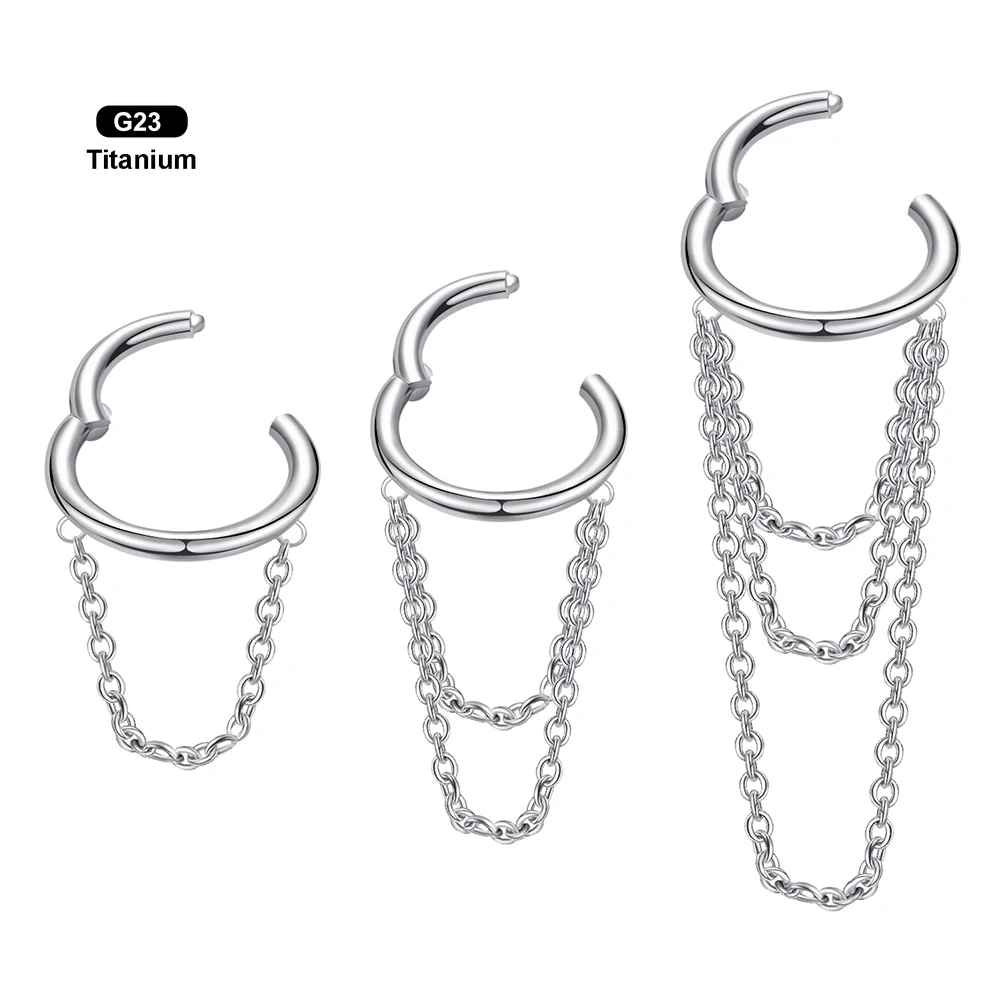 

VOJO G23 Titanium 16G Cartilage Helix Piercing Jewelry, Chain Dangle Hoop Earrings for Women