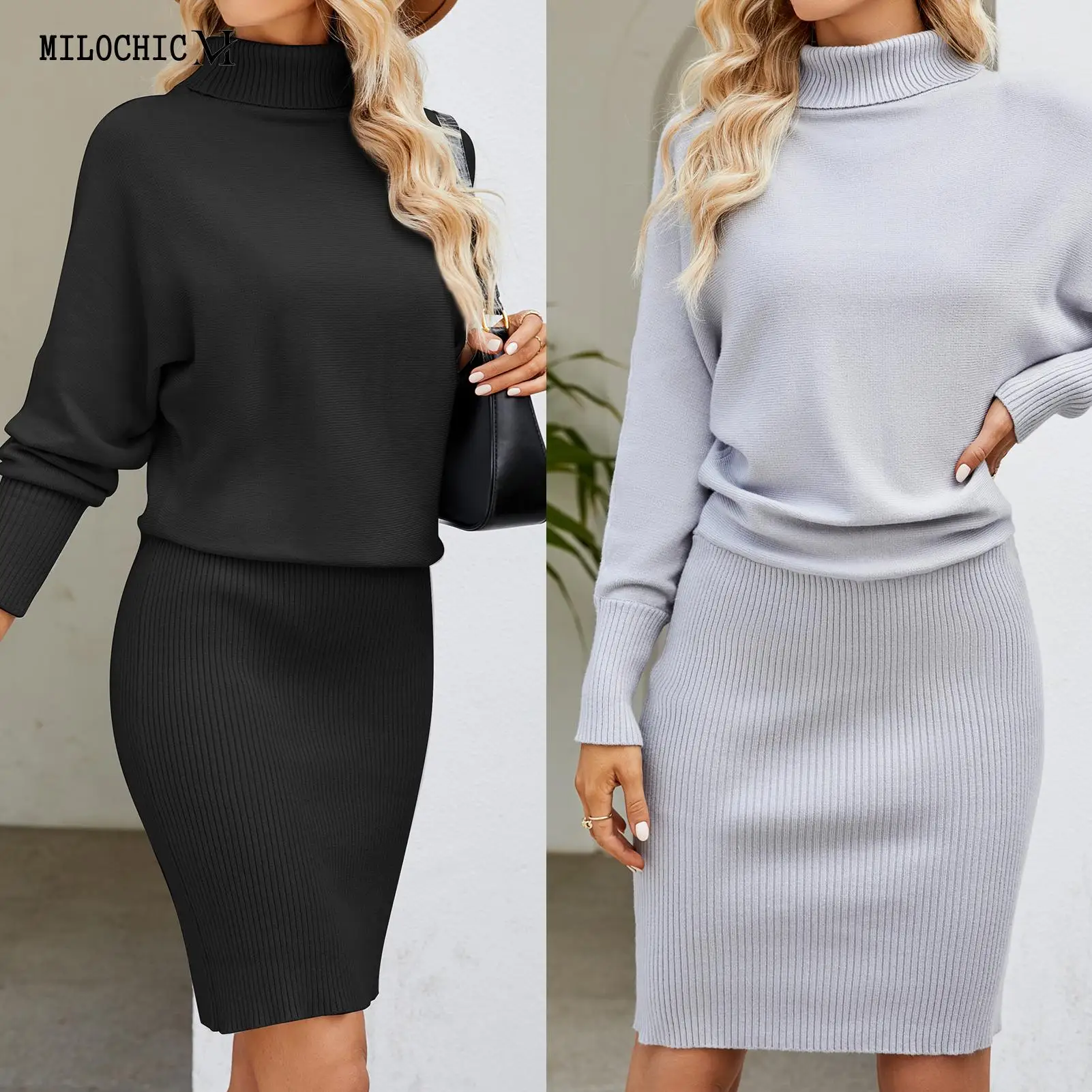 Ladies Knitted Sexy Dress Turtleneck Elegant Short Dress Long Sleeve Slim Fit Solid Color Casual Style Vacation Suit
Ladies Knitted Sexy Dress Turtleneck Elegant Short Dress Long Sleeve Slim Fit Solid Color Casual Style Vacation Suit