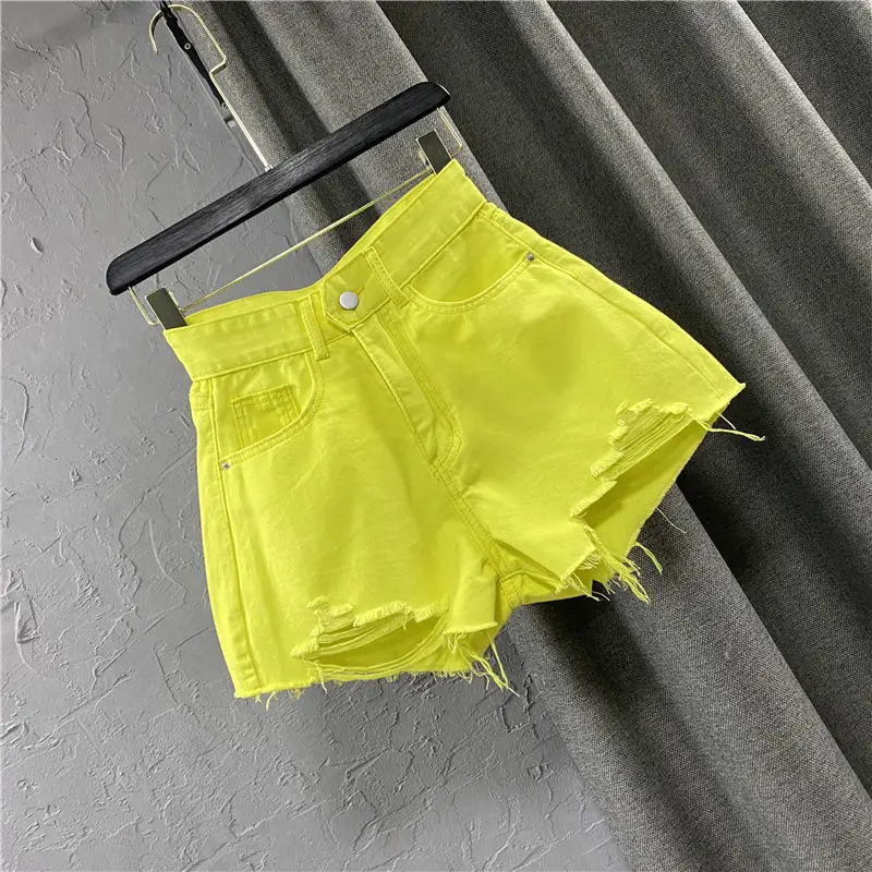 Summer Sexy Women Candy Color Denim Shorts Fashion Ladies Green A-shaped Ripped Jeans Hot Short Pants Korean Style Streetwear
Summer Sexy Women Candy Color Denim Shorts Fashion Ladies Green A-shaped Ripped Jeans Hot Short Pants Korean Style Streetwear