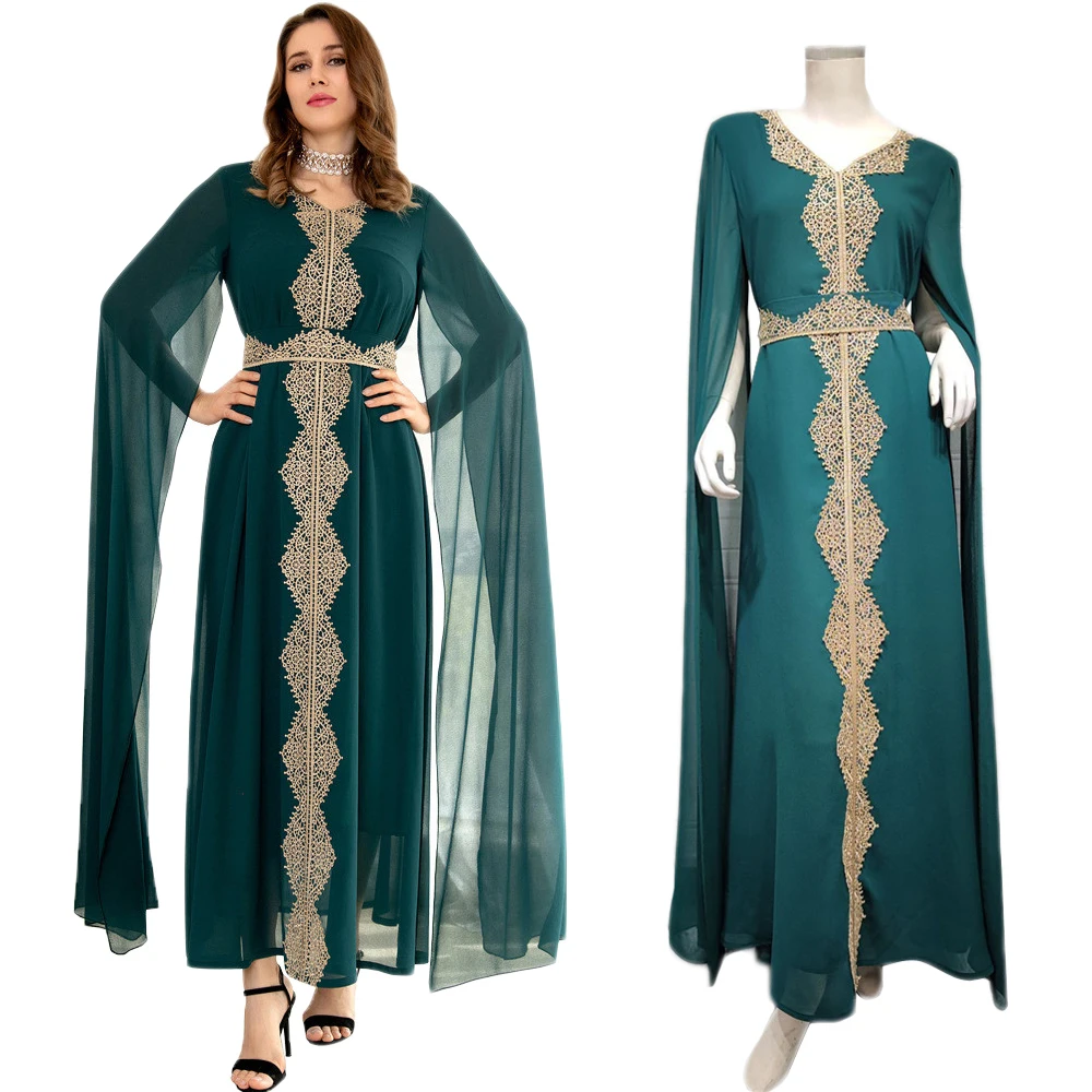 Elegant V-neck Green Evening Dresses Muslim Women Special Occasion Gown Cape Sleeve Moroccan Dubai Kaftan Party Wedding Dresses
Elegant V-neck Green Evening Dresses Muslim Women Special Occasion Gown Cape Sleeve Moroccan Dubai Kaftan Party Wedding Dresses