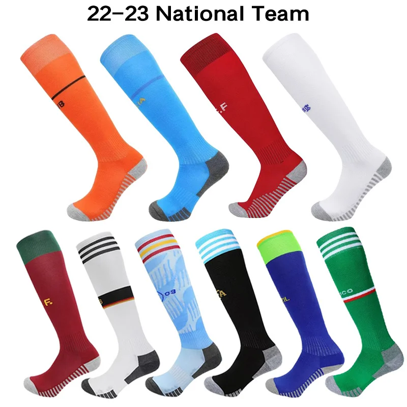 

Seasons National 2023 Team Football Socks Adult Children Thickening Towel Bottom Non-Slip Soccer Training Match Sport Stocking