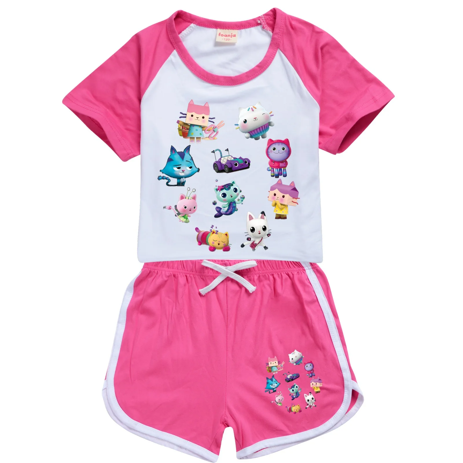 

Комплект одежды для кукольного домика Gabby для девочек и мальчиков, детская спортивная футболка с кошками и штаны, комплект из 2 предметов, де...