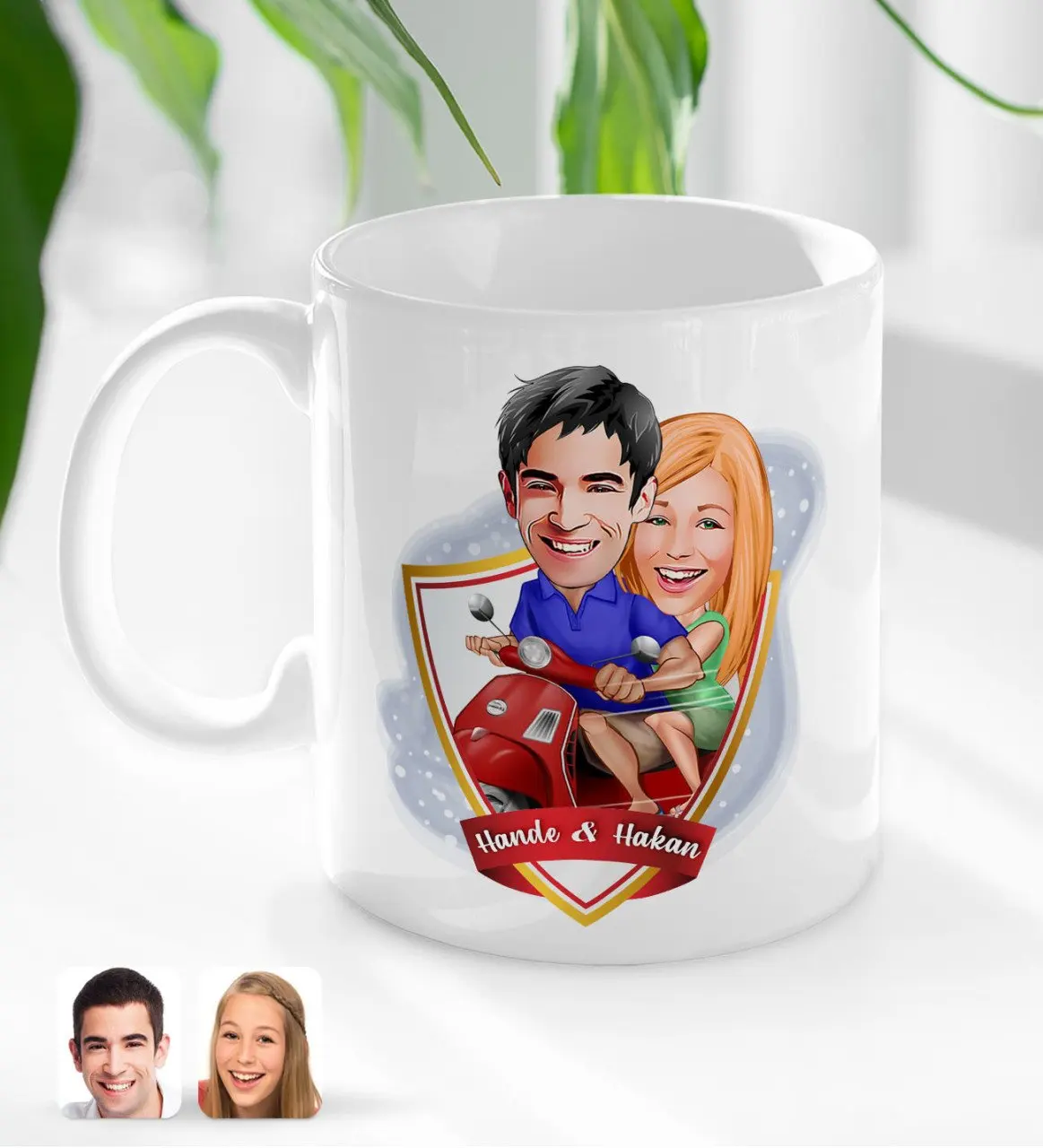 Персонализированная карикатура на День святого Валентина с белой чашкой
Персонализированная карикатура на День святого Валентина с белой чашкой