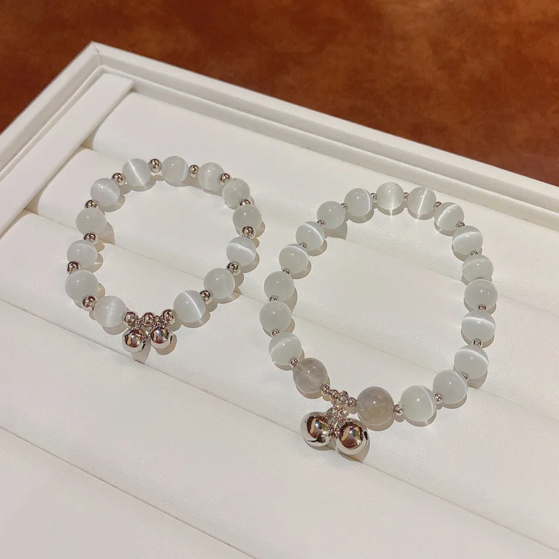 

Korean Luxury Niche Design Sense Bells Delicate Transparent Cat's Eye Charm Friendship Bracelet for Women Jewelry Gift Y2k Boho