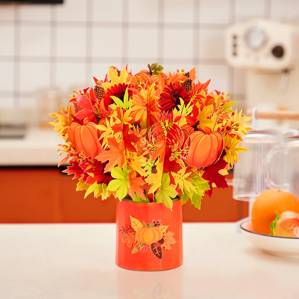 3D Pop Up Greeting Card with Envelope Fall Pumpkin Paper Bouquet Spring Thanksgiving Wedding Anniversary Christmas Get Well 
3D Pop Up Greeting Card with Envelope Fall Pumpkin Paper Bouquet Spring Thanksgiving Wedding Anniversary Christmas Get Well