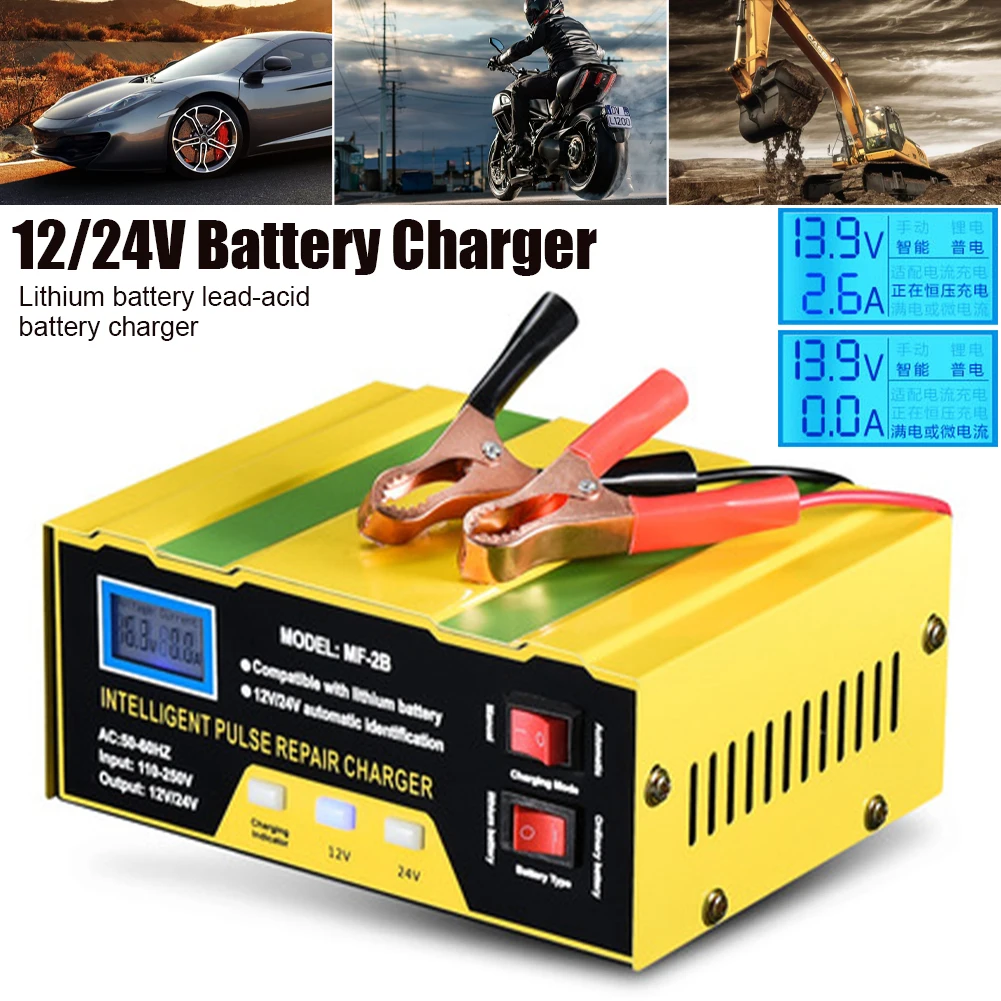 Car Battery Charger 12V/24V 180W Smart Automatic Charger Pulse Repair Lithium Lead-Acid Battery Charger for Auto Motorcyle
Car Battery Charger 12V/24V 180W Smart Automatic Charger Pulse Repair Lithium Lead-Acid Battery Charger for Auto Motorcyle