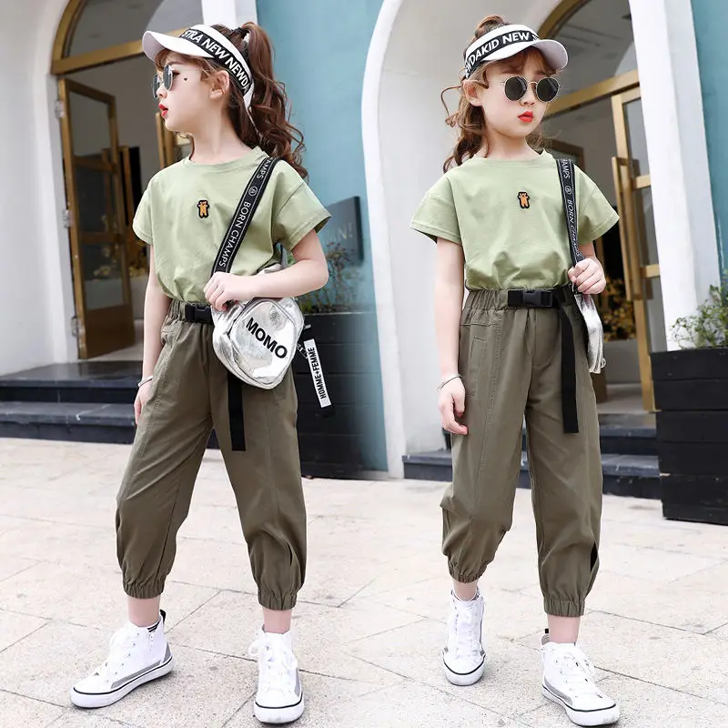 

2022 Teen Girls Fashion Clothes Casual Outfits 4 8 9 10 11 12 14 Yrs Sportswear Suit Prin Pullovers Loose Pure Color Sweat pants
