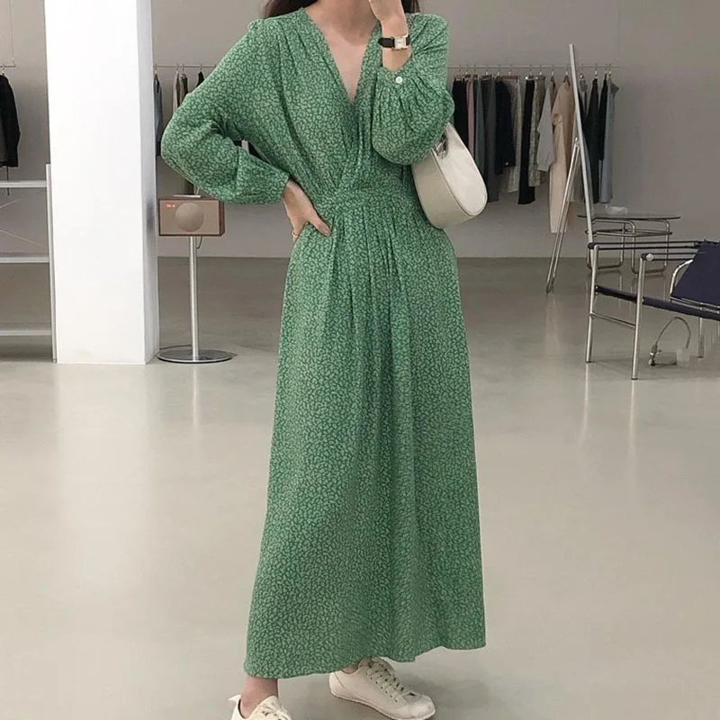 Korean Style Long Sleeve V Neck Floral Maxi Dress For Women Spring Summer Bohemian Holiday Long Dress Lady Streetwear Vestidos
Korean Style Long Sleeve V Neck Floral Maxi Dress For Women Spring Summer Bohemian Holiday Long Dress Lady Streetwear Vestidos
