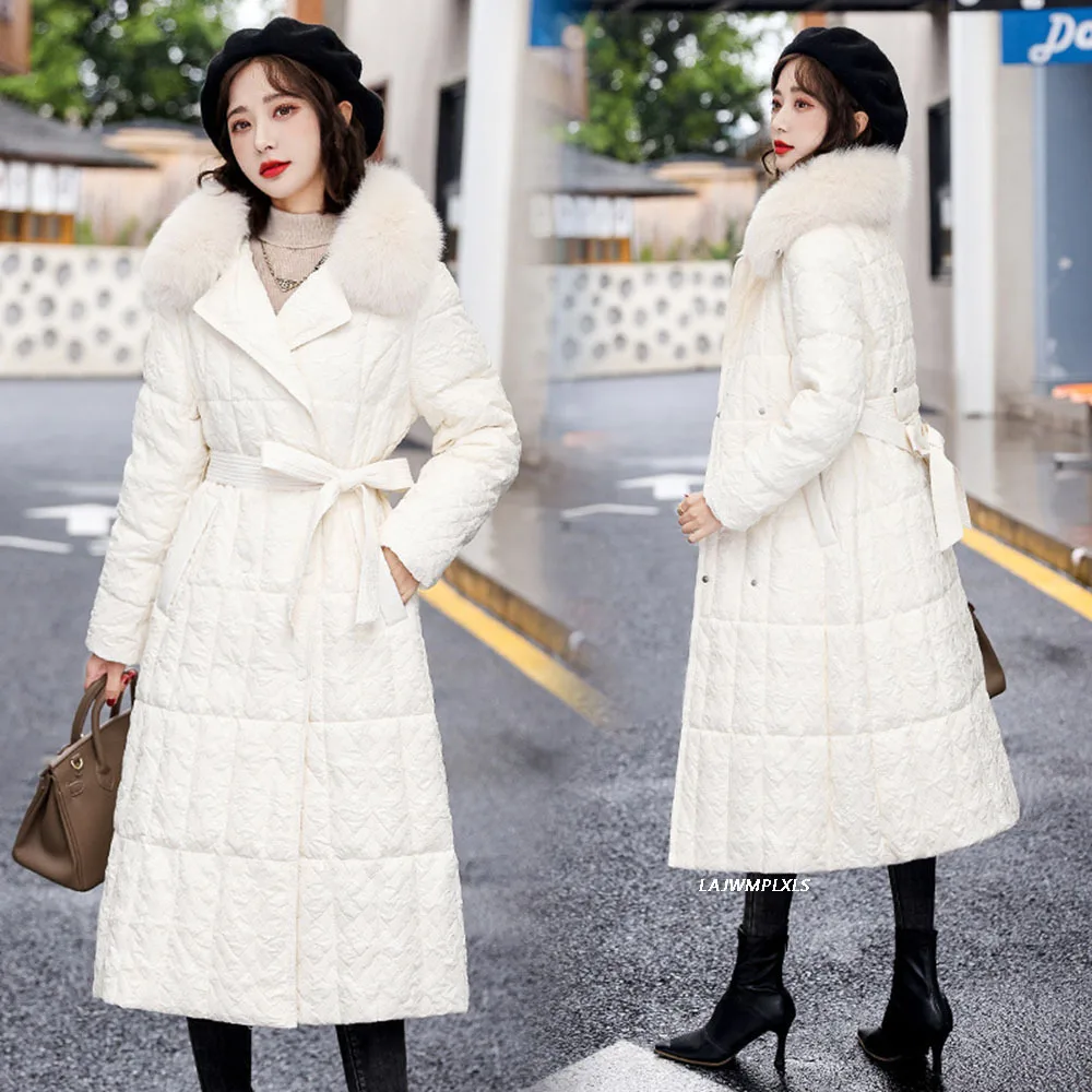 Top quality Winter Large Real Fur Collar Hooded Feather Long Jacket Women Windbreaker Down Coat Fluffy Warm Outwear with Belt
Top quality Winter Large Real Fur Collar Hooded Feather Long Jacket Women Windbreaker Down Coat Fluffy Warm Outwear with Belt