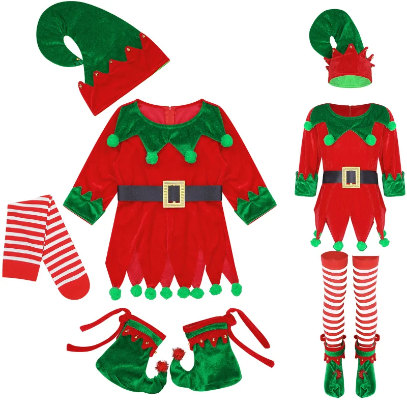 Children Girl Christmas Xmas Clothes Set Baby Elf Dress Up Santa Claus Costume Long Sleeve Dress Elf Hat Striped Stockings Shoes
Children Girl Christmas Xmas Clothes Set Baby Elf Dress Up Santa Claus Costume Long Sleeve Dress Elf Hat Striped Stockings Shoes