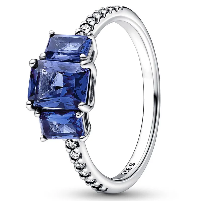 Authentic 925 Sterling Silver Sparkling Non-stackable Blue Rectangular Three Stone Ring For Women Wedding Party Fashion Jewelry
Authentic 925 Sterling Silver Sparkling Non-stackable Blue Rectangular Three Stone Ring For Women Wedding Party Fashion Jewelry