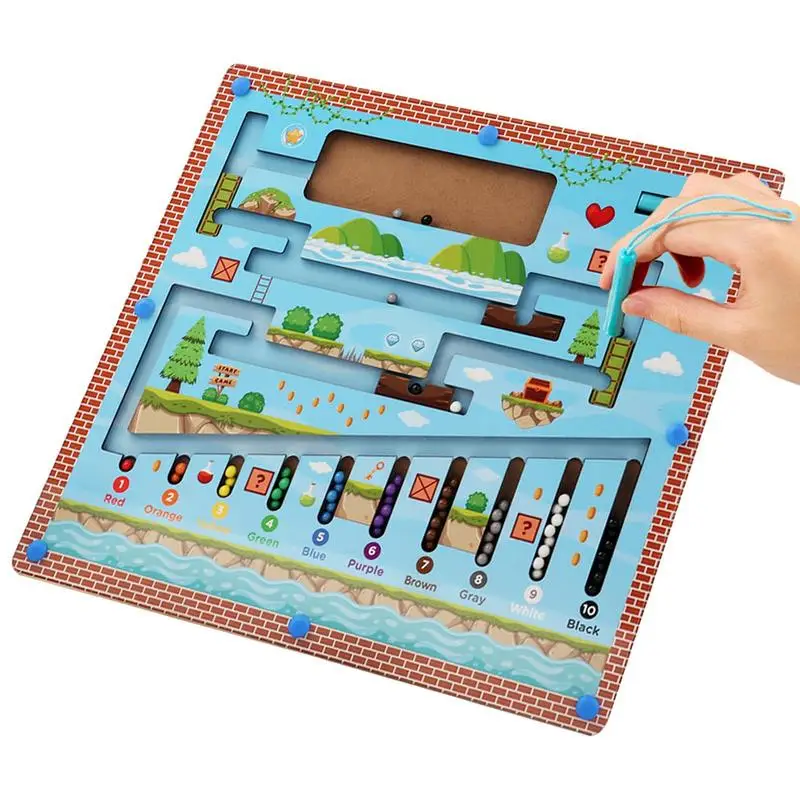 

Лабиринт с цветами и цифрами, магнитная цветная сортировочная доска-лабиринт для детей старше 3 лет, обучающая развивающая игрушка для раннего развития