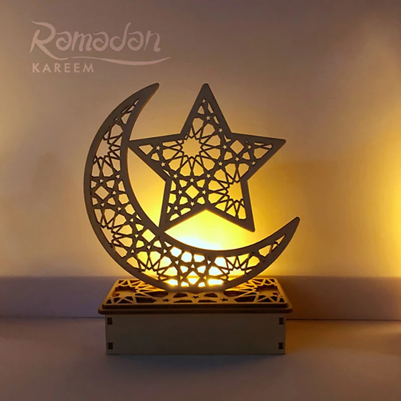 Wooden Pendant EID Mubarak with LED Candles Light Ramadan Decorations for Home Islamic Muslim Party Eid Decor Moon Lamp Gift
Wooden Pendant EID Mubarak with LED Candles Light Ramadan Decorations for Home Islamic Muslim Party Eid Decor Moon Lamp Gift