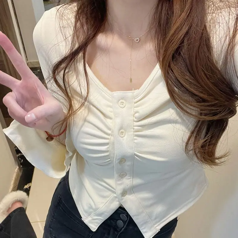 Футболки с длинным рукавом Y2k, футболки с V-образным вырезом, облегающие пикантные женские короткие футболки с зауженной талией, однотонные ...
Футболки с длинным рукавом Y2k, футболки с V-образным вырезом, облегающие пикантные женские короткие футболки с зауженной талией, однотонные ...