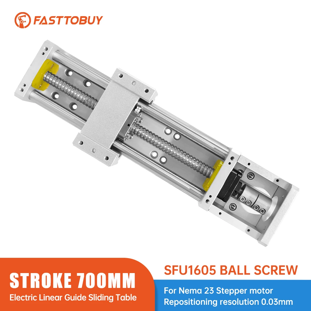 Stroke 700mm Electric Sliding Table Lead Screw 1605 Linear Guides Repositioning Resolution 0.03mm for CNC Machine
Stroke 700mm Electric Sliding Table Lead Screw 1605 Linear Guides Repositioning Resolution 0.03mm for CNC Machine