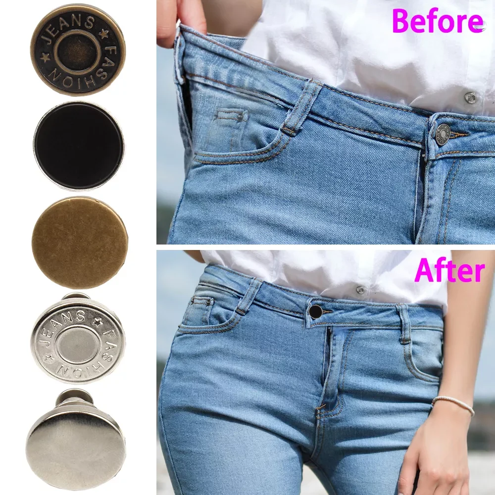 Fastener Metal Adjustable Jeans Button Pants Button Extender Detachable Snap Button for Jeans Nail Free Clothes Accessories
Fastener Metal Adjustable Jeans Button Pants Button Extender Detachable Snap Button for Jeans Nail Free Clothes Accessories